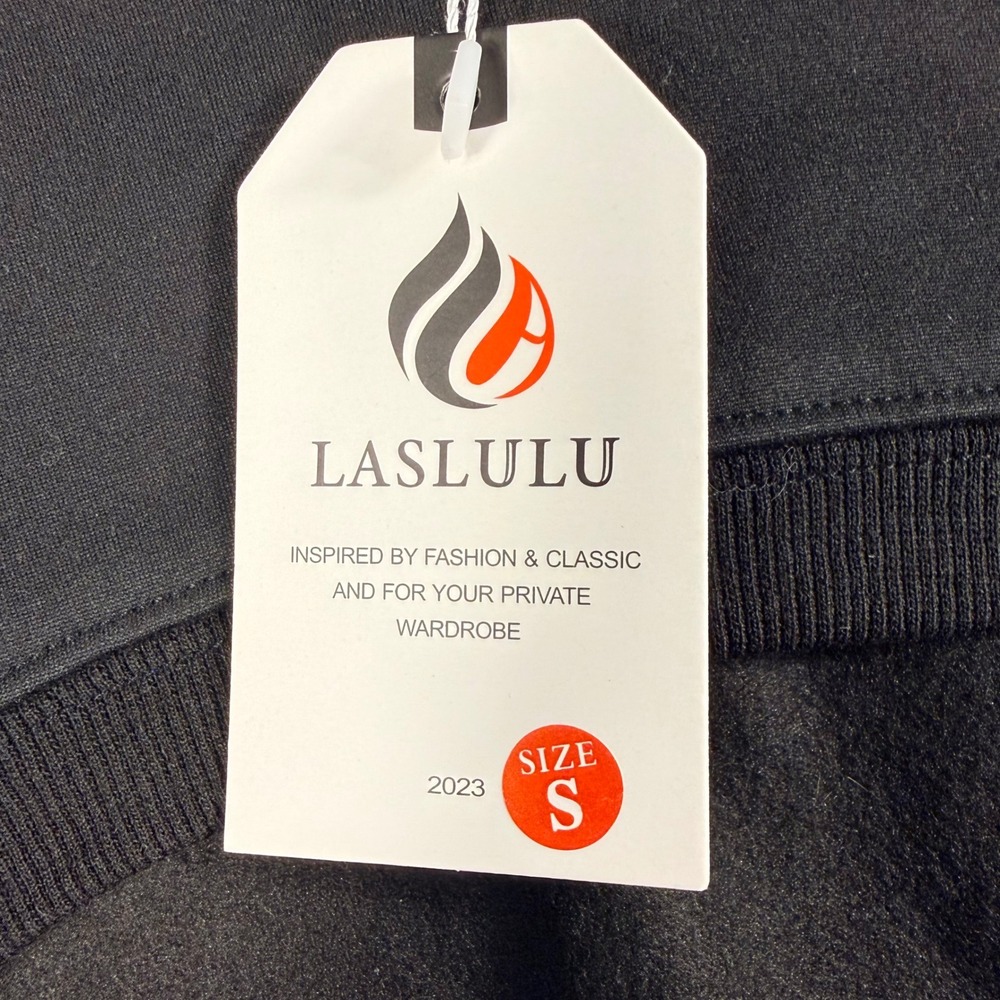 LASLULU Ultra Cropped Hoodie Size S Black Front Cutout Long Sleeve Sweatshirt - Picture 4 of 8